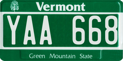 VT license plate YAA668