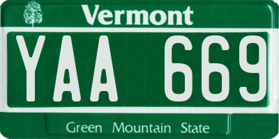VT license plate YAA669