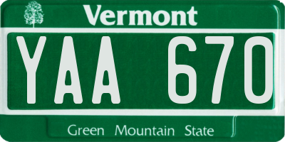 VT license plate YAA670