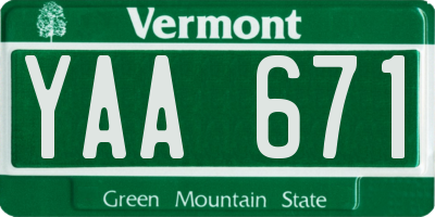 VT license plate YAA671