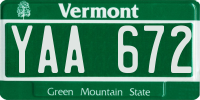 VT license plate YAA672