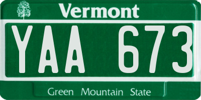 VT license plate YAA673