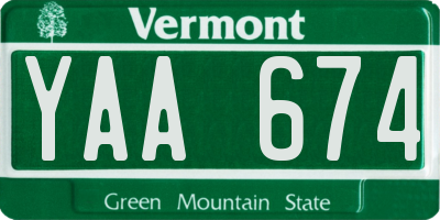 VT license plate YAA674