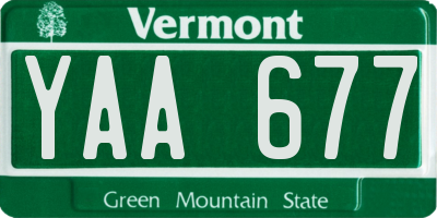 VT license plate YAA677