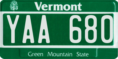 VT license plate YAA680