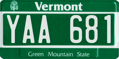 VT license plate YAA681