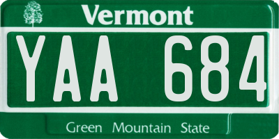 VT license plate YAA684