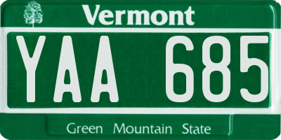 VT license plate YAA685