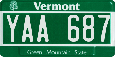 VT license plate YAA687