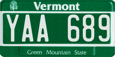 VT license plate YAA689