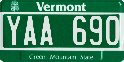 VT license plate YAA690
