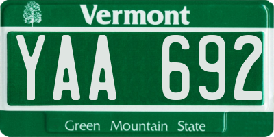 VT license plate YAA692