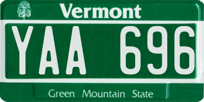 VT license plate YAA696