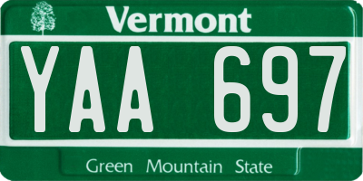 VT license plate YAA697
