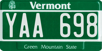 VT license plate YAA698