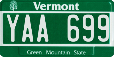 VT license plate YAA699