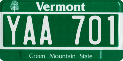 VT license plate YAA701