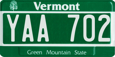VT license plate YAA702