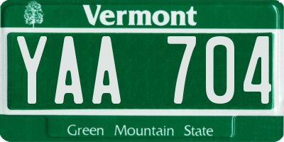 VT license plate YAA704