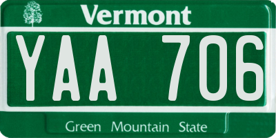 VT license plate YAA706
