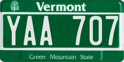 VT license plate YAA707