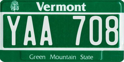 VT license plate YAA708