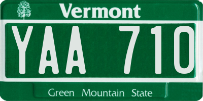 VT license plate YAA710