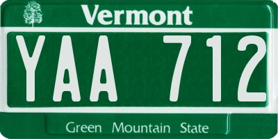 VT license plate YAA712