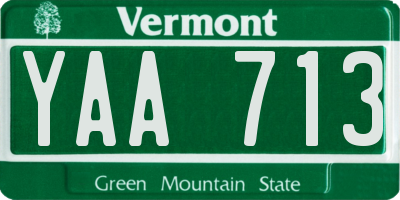 VT license plate YAA713