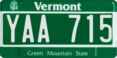 VT license plate YAA715