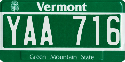 VT license plate YAA716