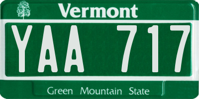 VT license plate YAA717