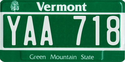 VT license plate YAA718