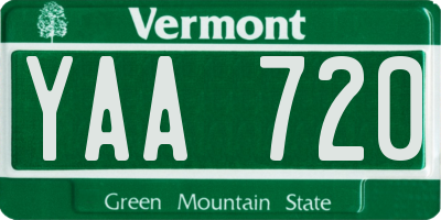 VT license plate YAA720