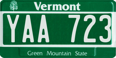 VT license plate YAA723