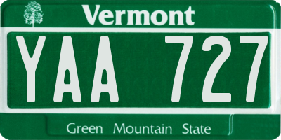 VT license plate YAA727