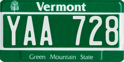 VT license plate YAA728