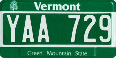 VT license plate YAA729