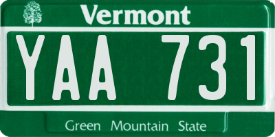VT license plate YAA731