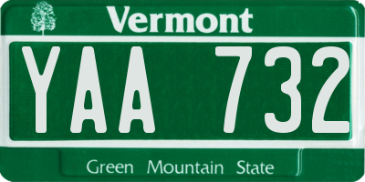 VT license plate YAA732