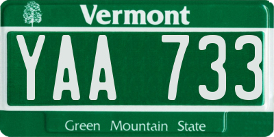 VT license plate YAA733