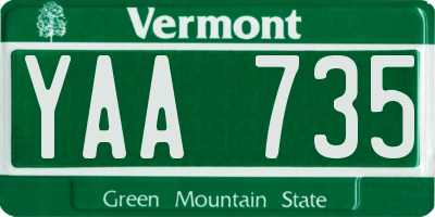 VT license plate YAA735