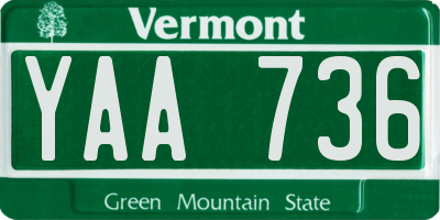 VT license plate YAA736