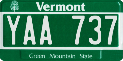 VT license plate YAA737