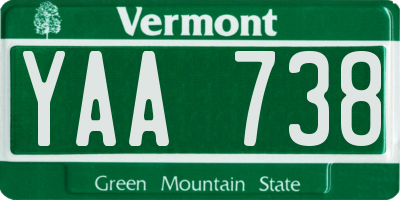 VT license plate YAA738