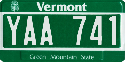 VT license plate YAA741