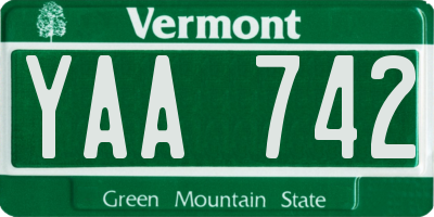 VT license plate YAA742