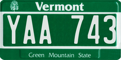 VT license plate YAA743