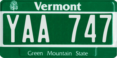 VT license plate YAA747