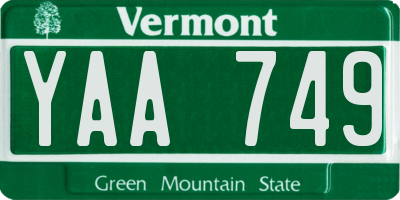 VT license plate YAA749